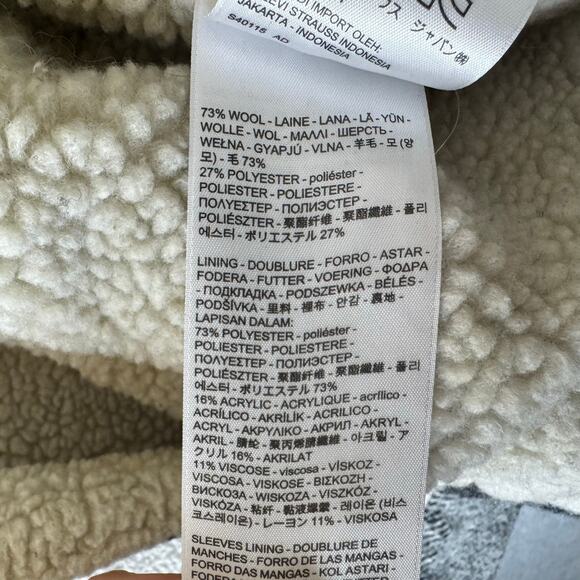 Levi’s Sherpa Lined Wool Trucker Jacket Women’s Med Buffalo Plaid Black Western - Picture 12 of 14